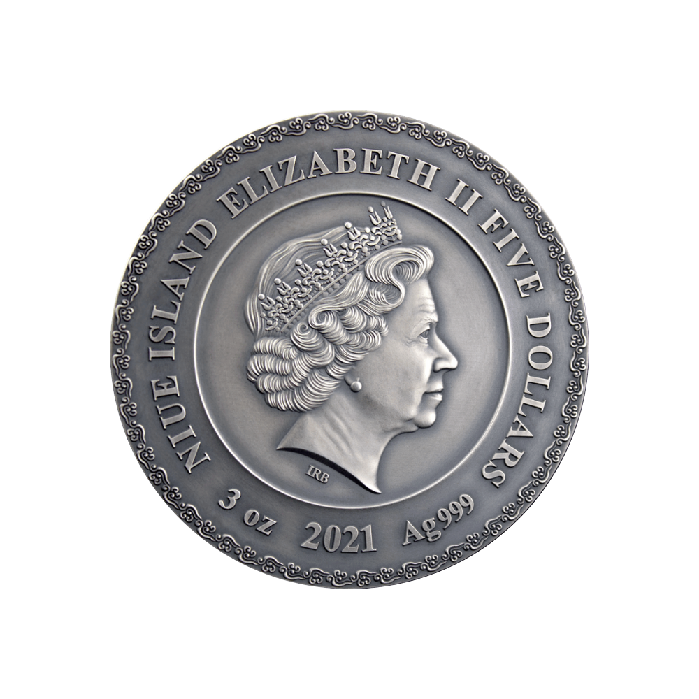 AMATERASU Divine Faces Of The Sun 3 Oz Silver Coin $5 Niue 2021