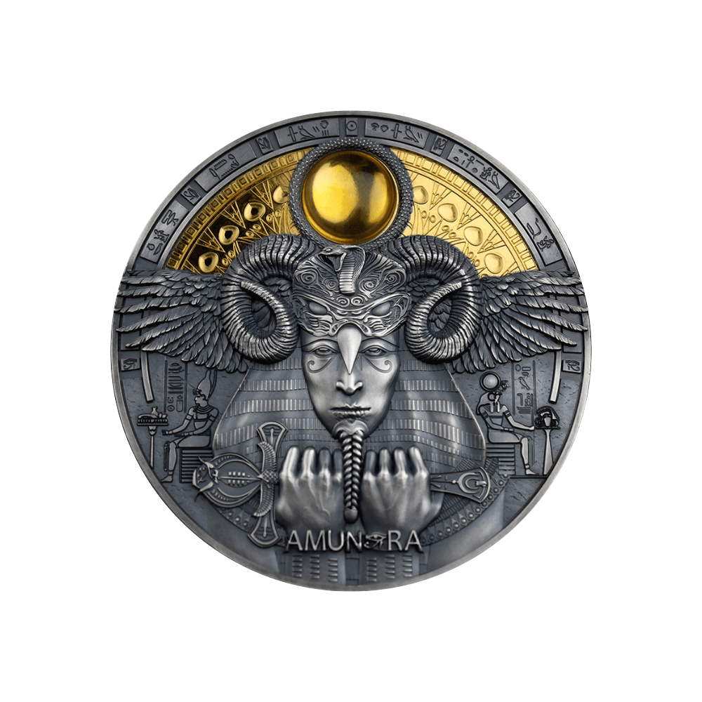 AMUN-RA Divine Faces Of The Sun 3 Oz Silver Coin $5 Niue 2020