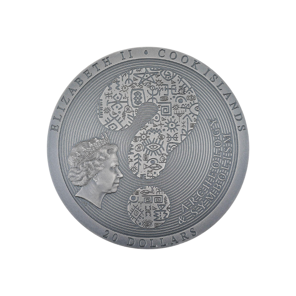 ANTIKYTHERA MECHANISM Antiqued Archeology Symbolism 3 Oz Silver Coin $20 Cook Islands 2023