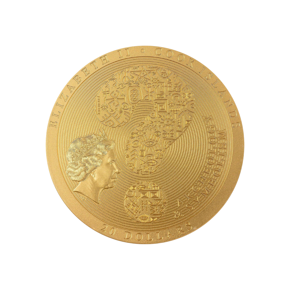 ANTIKYTHERA MECHANISM Gilded Archeology Symbolism Antiqued 3 Oz Silver Coin $20 Cook Islands 2023