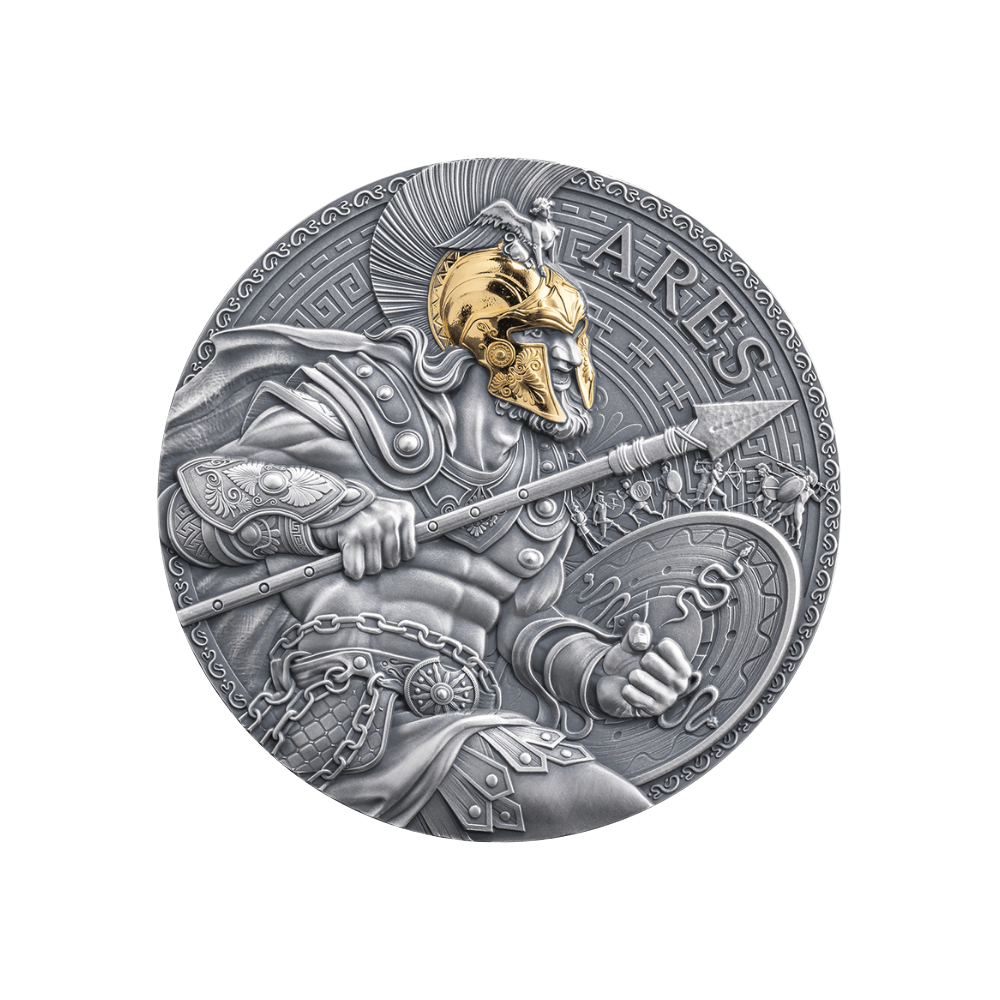 ARES Great Greek Mythology 2 Oz Silver Coin 2000 Francs Cameroon