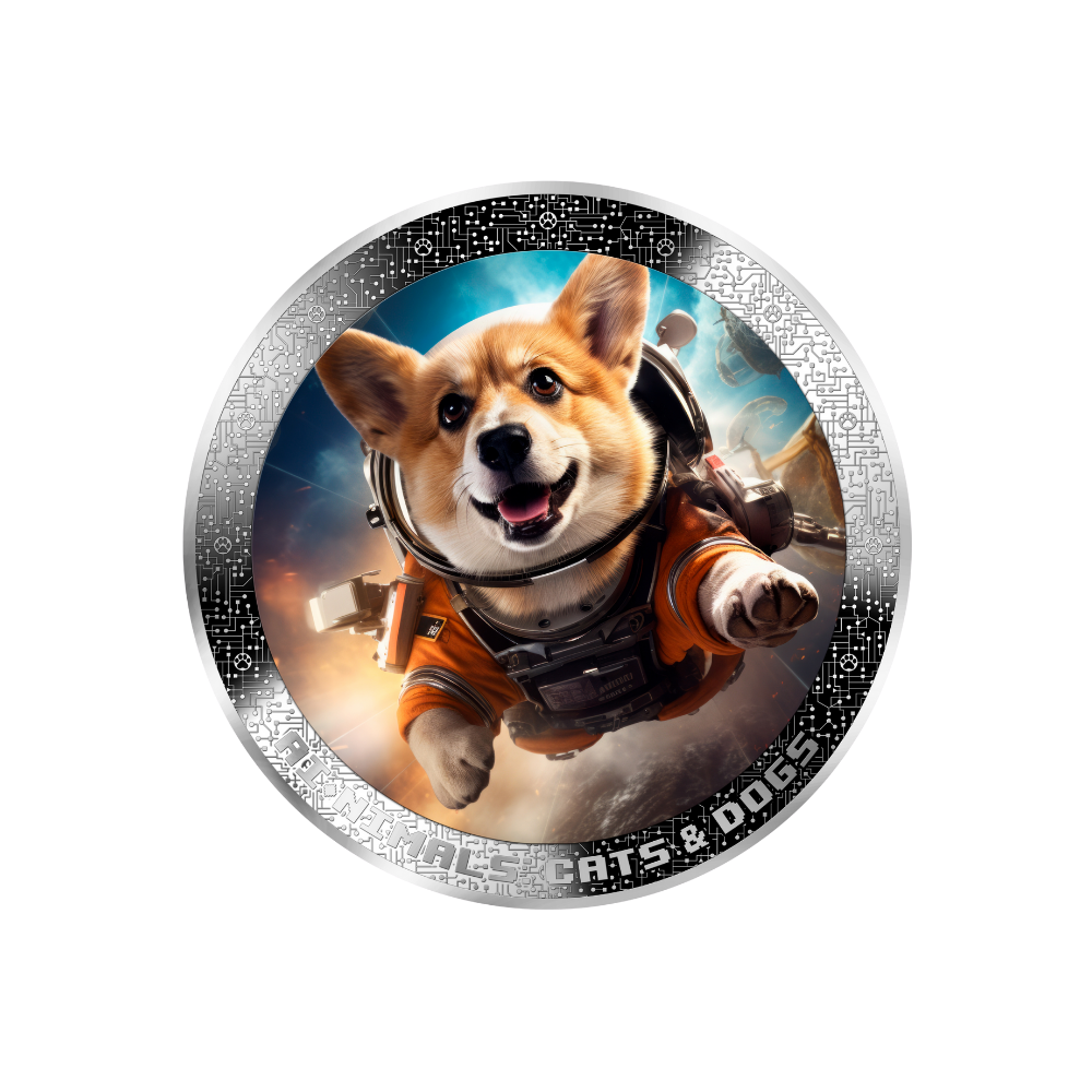 ASTRONAUT DOG AI-NIMALS 1 Oz Silver Coin 1000 Francs Cameroon 2025