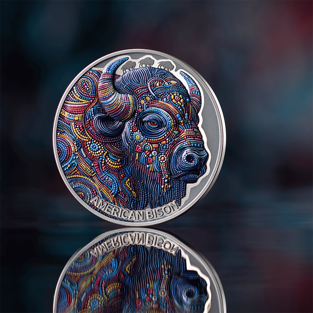 American Bison Patterns of The World 2 Oz Silver Coin 2025