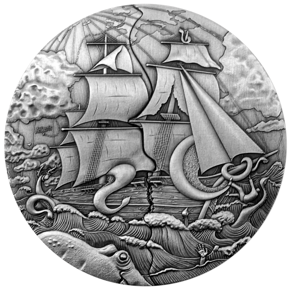 Atlantis Sliding Door Technique 5 Oz Silver Coin 2025 reverse