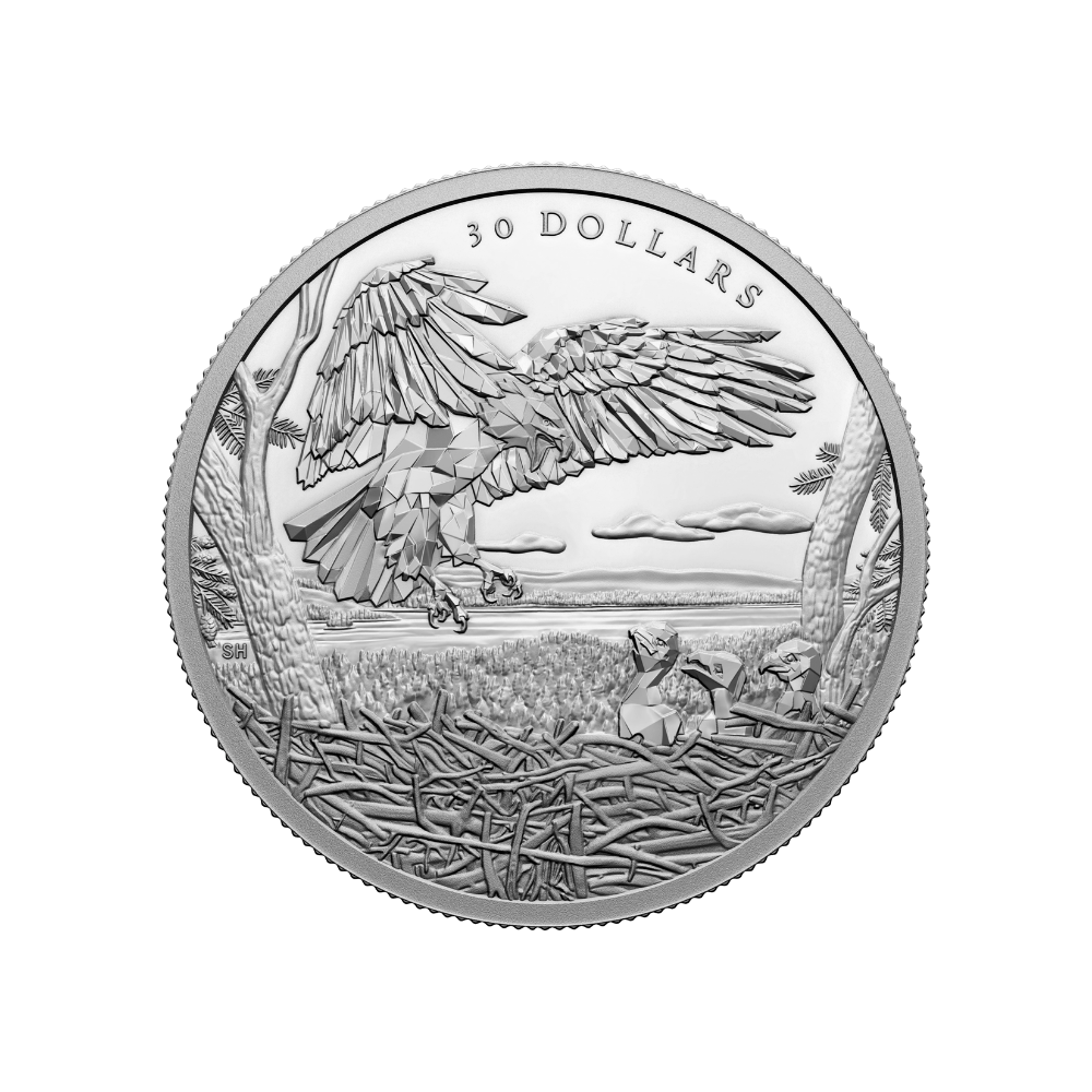BALD EAGLES Multifaceted Animals 2 Oz Silver Coin $30 Canada 2022