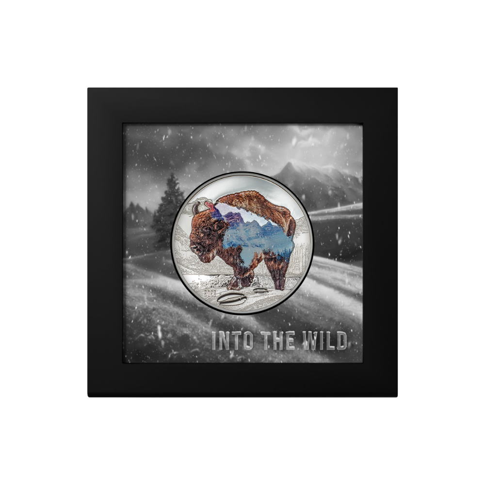 BISON Into The Wild 2 Oz Silver Coin 1000 Togrog Mongolia 2023