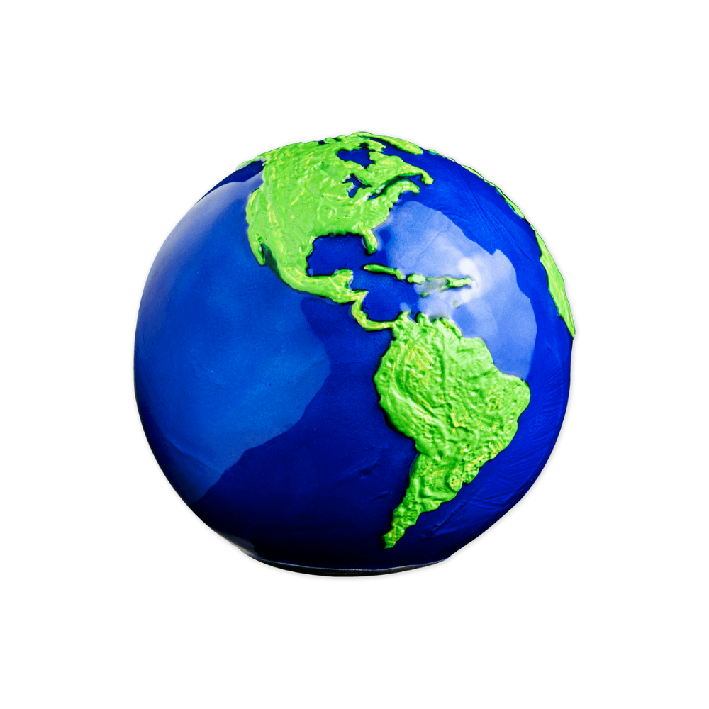 BLUE MARBLE Green Planet Earth Spherical 3 Oz Silver Coin $5 Barbados 2022
