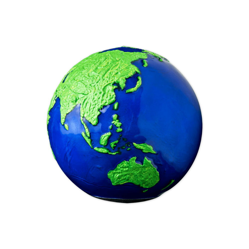 BLUE MARBLE Green Planet Earth Spherical 3 Oz Silver Coin $5 Barbados 2022