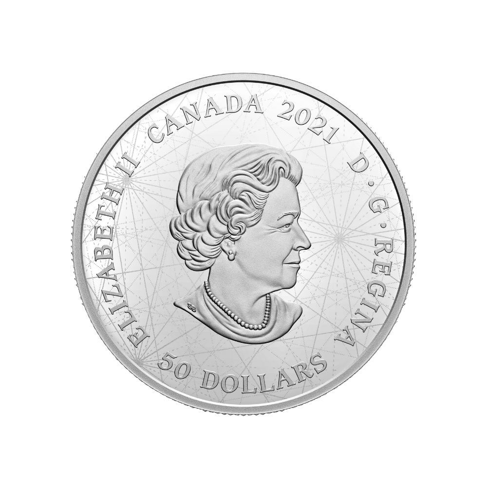 CHAMPLAIN AND THE ASTROLABE Lost Then Found Silver Coin $50 Canada 2021