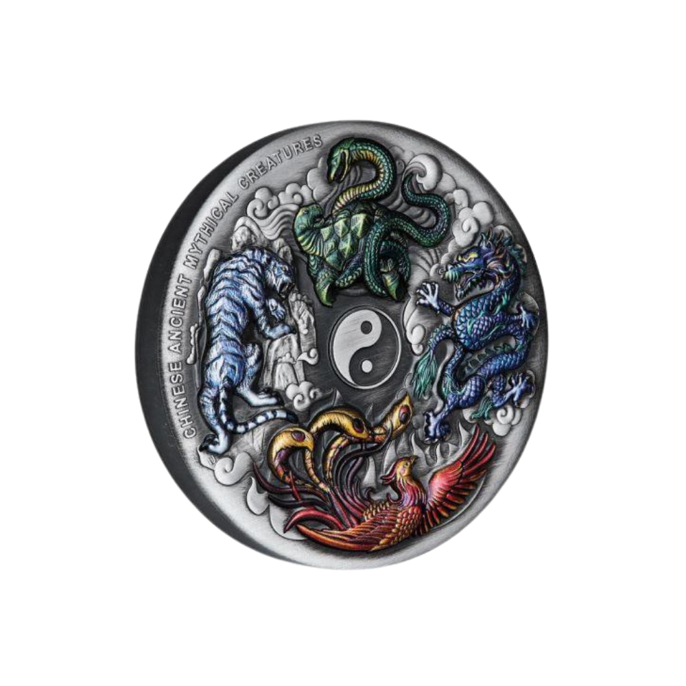 CHINESE ANCIENT Mythical Creatures 5 Oz Silver Coin $5 Tuvalu 2021