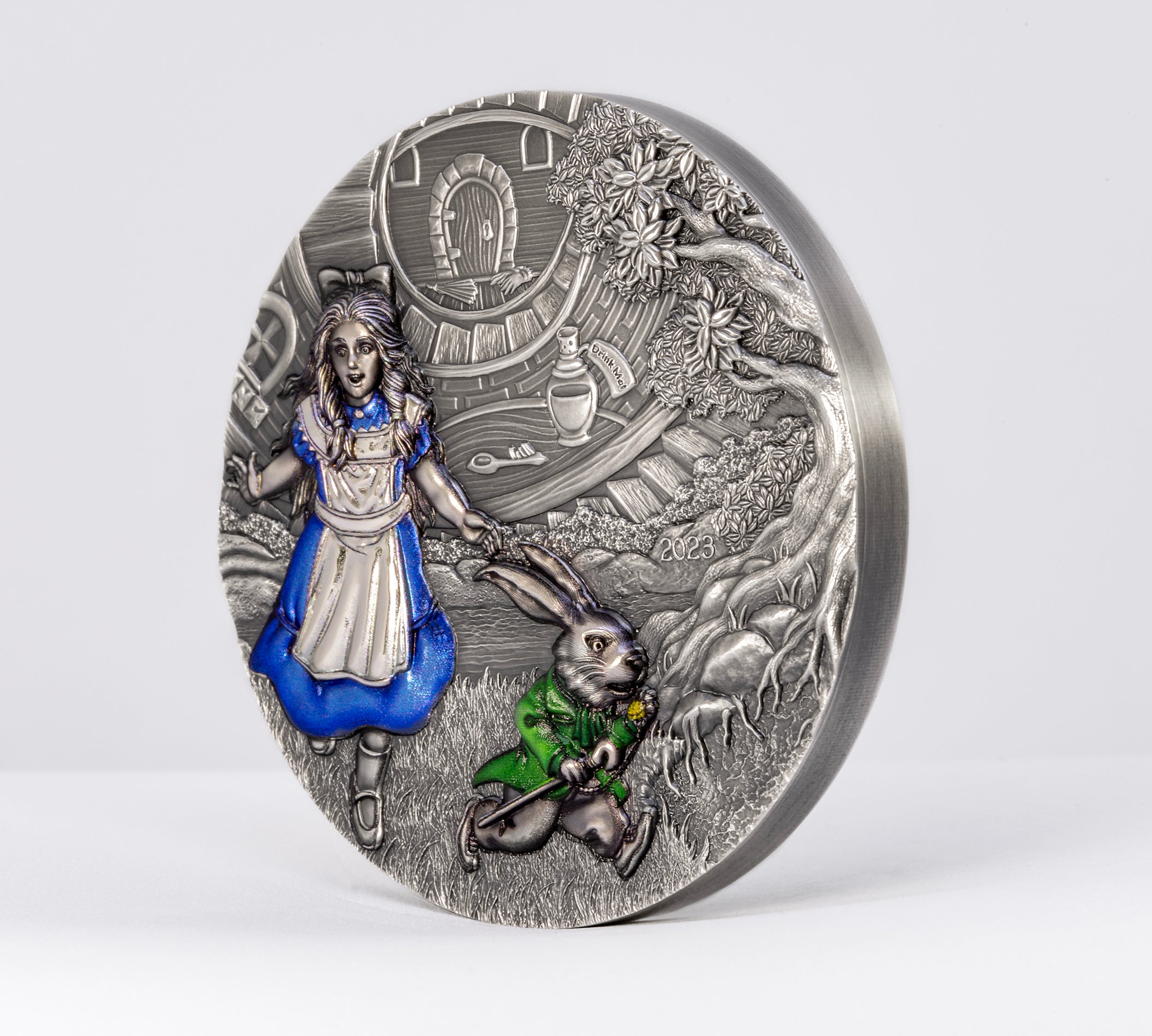 ALICE IN WONDERLAND Fairy Tales Fables 3 Oz Silver Coin $20 Cook Islands 2023