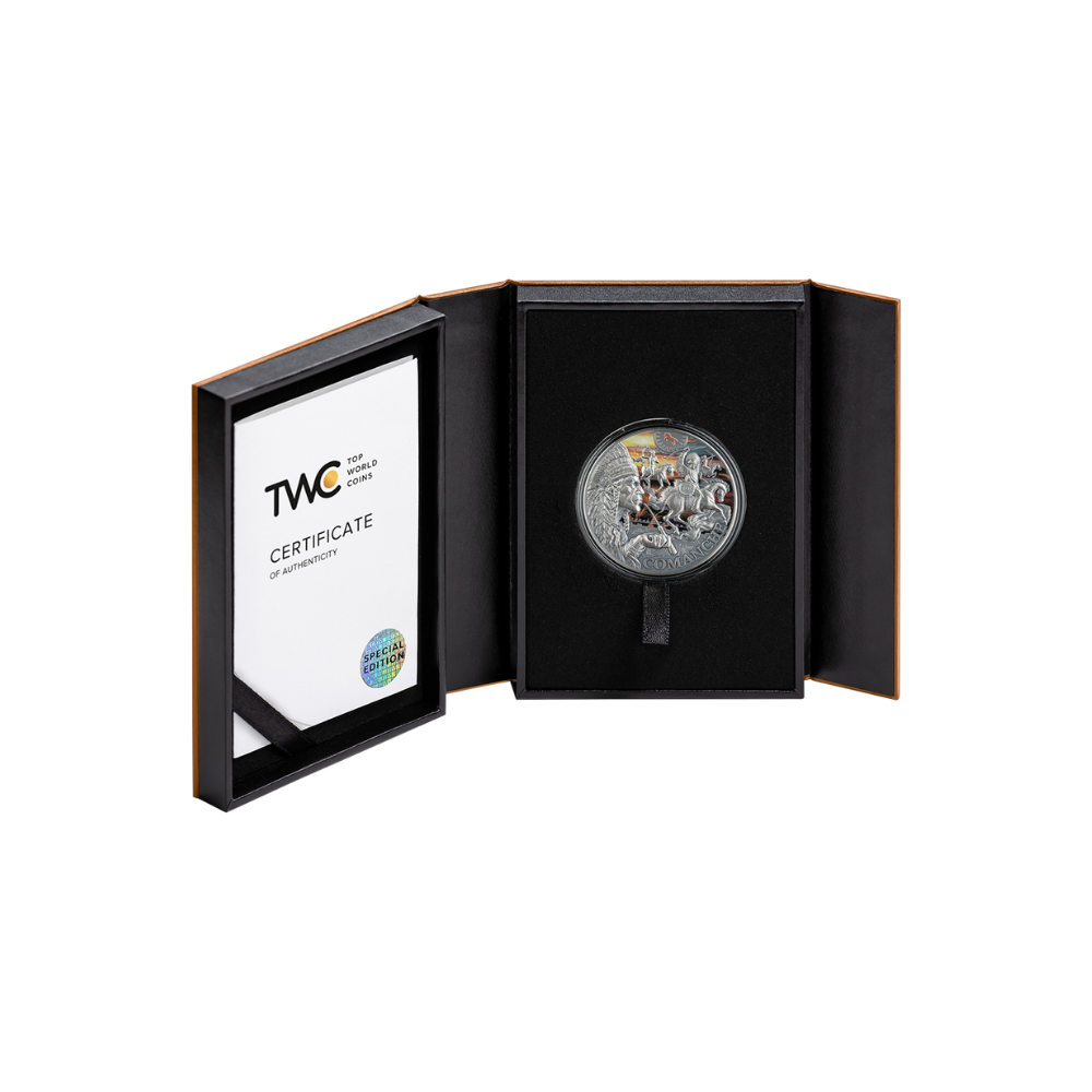 COMANCHE Tribal Spirit Colored 2 Oz Silver Coin 2000 Francs Cameroon 2024