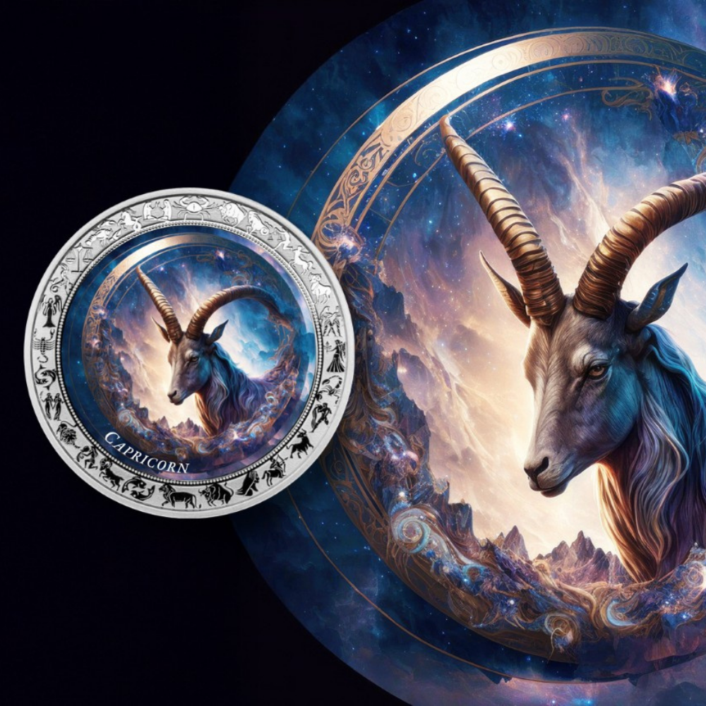 Capricorn Space Zodiac series 1 Oz Silver Coin 2025 POPCOINS