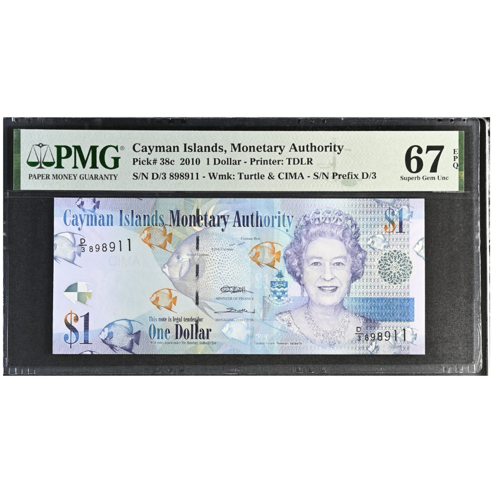 Cayman Islands 1 Dollar 2010 Pick 38c Superb Gem UNC 67 EPQ