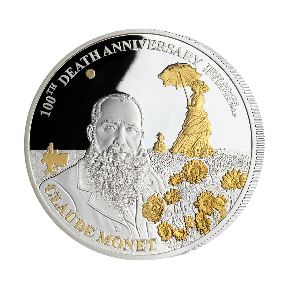 Claude Monet 100th anniversary 3 Oz Silver Coin MDM