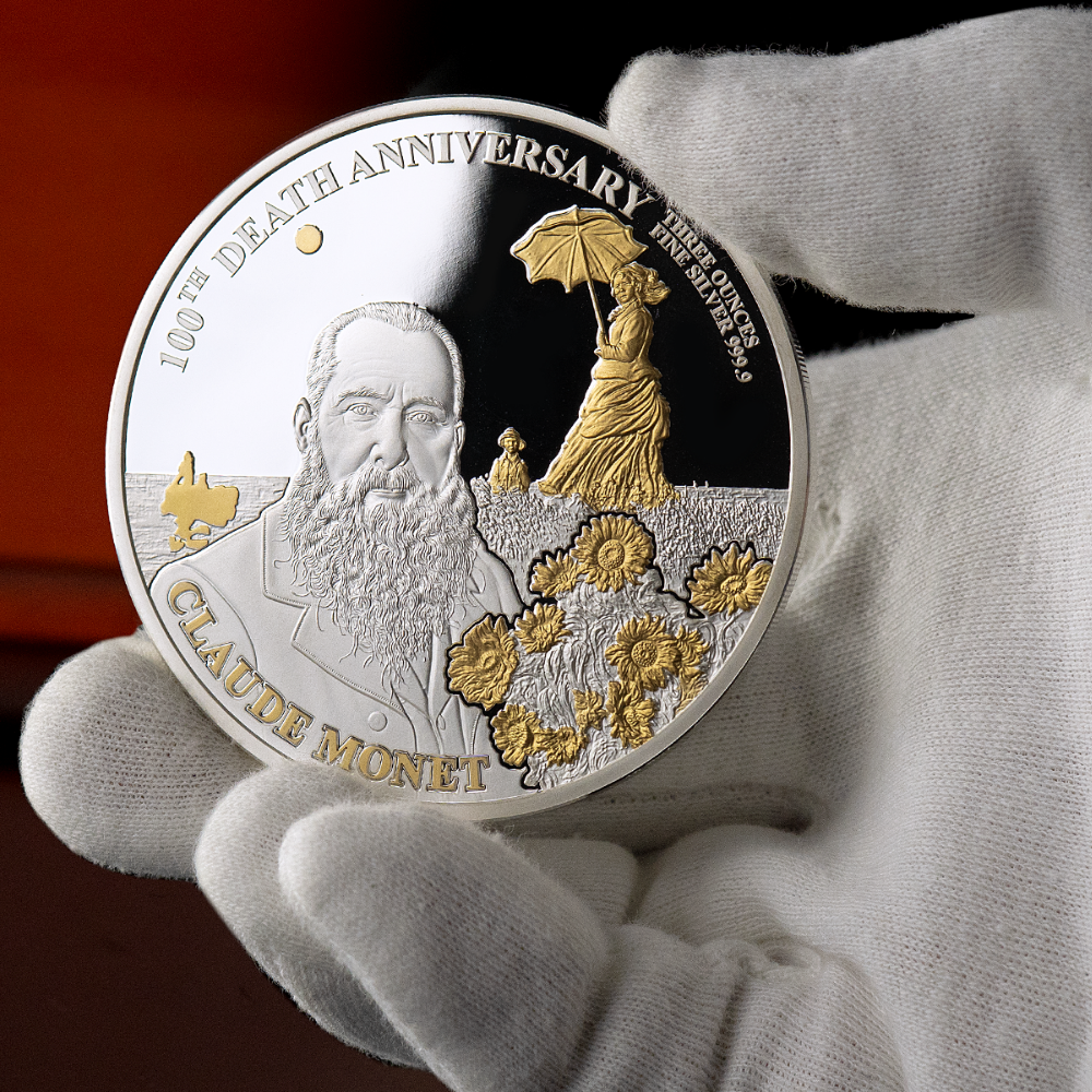 Claude Monet 100th anniversary 3 Oz Silver Coin MDM