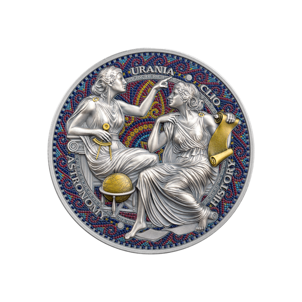 Clio & Urania The Nine Muses 2 Oz Silver Coin 2025