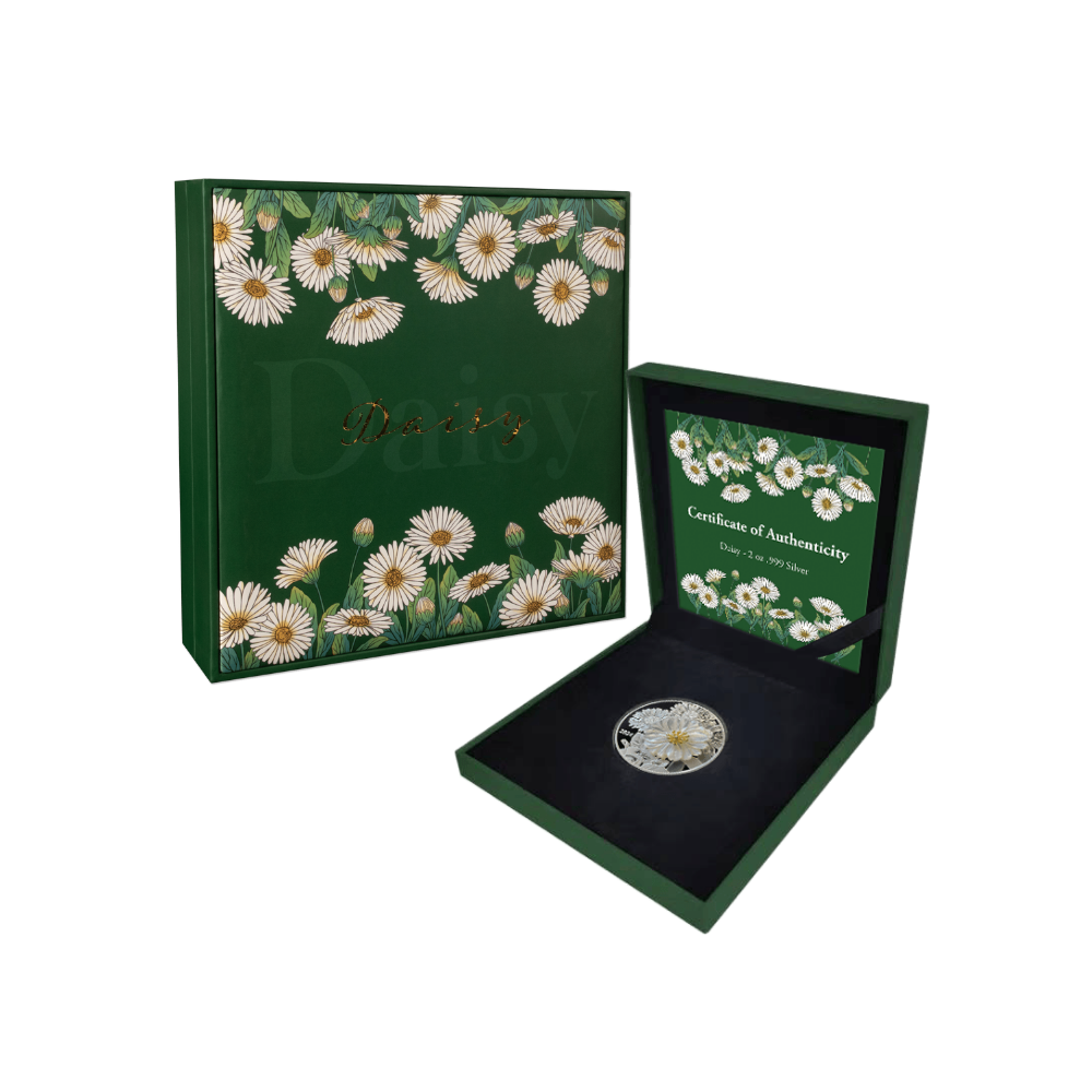 DAISY Flower 3D Mother of Pearl 2 Oz Silver Coin $5 Solomon Islands 2024