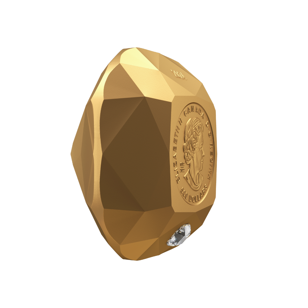DE BEERS Ideal Cushion Diamond Pure Gold Coin $500 Canada 2024