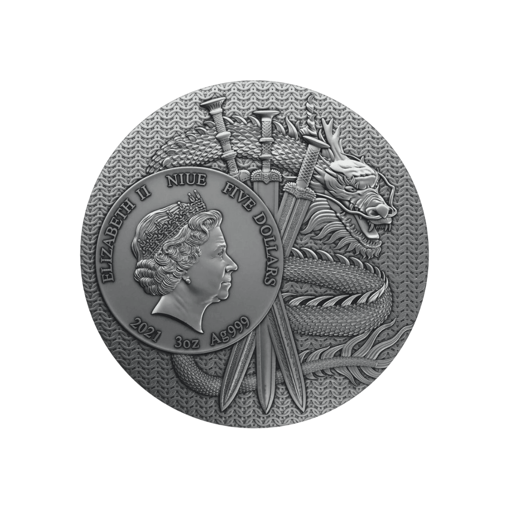 DIAN WEI Warriors of Ancient China Gold Plating 3 Oz Silver Coin $5 Niue 2021