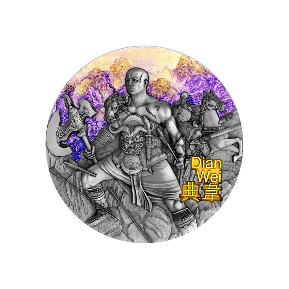 DIAN WEI Warriors of Ancient China Gold Plating 3 Oz Silver Coin $5 Niue 2021