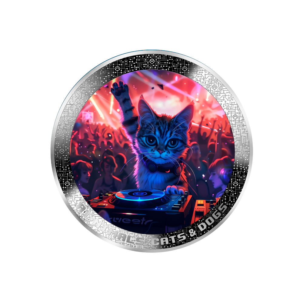 DJ CAT AI-NIMALS 1 Oz Silver Coin 1000 Francs Cameroon 2025