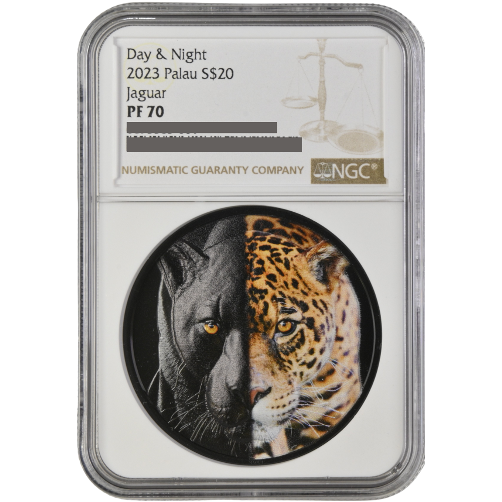 Day and Night JAGUAR 3 Oz Silver Coin $20 Palau 2023- NGC Graded PF 70