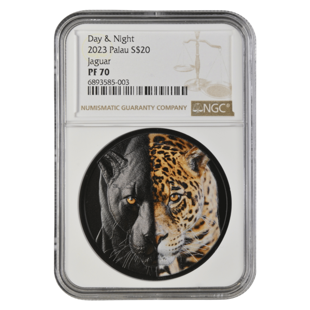 Day and Night JAGUAR 3 Oz Silver Coin $20 Palau 2023- NGC Graded PF 70