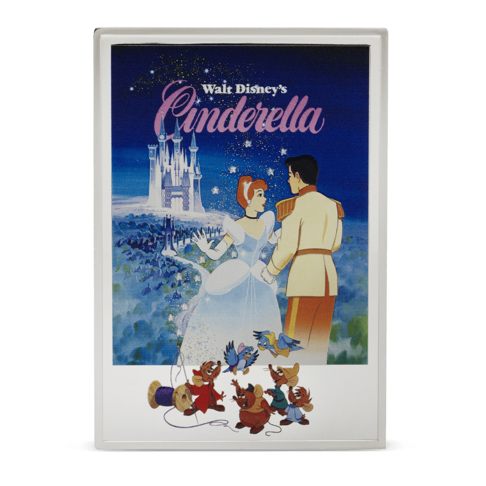 Disney Princess Cinderella 75th Anniversary 10 Oz Poster Coin - Reverse1 Agoro By New Zealand Mint