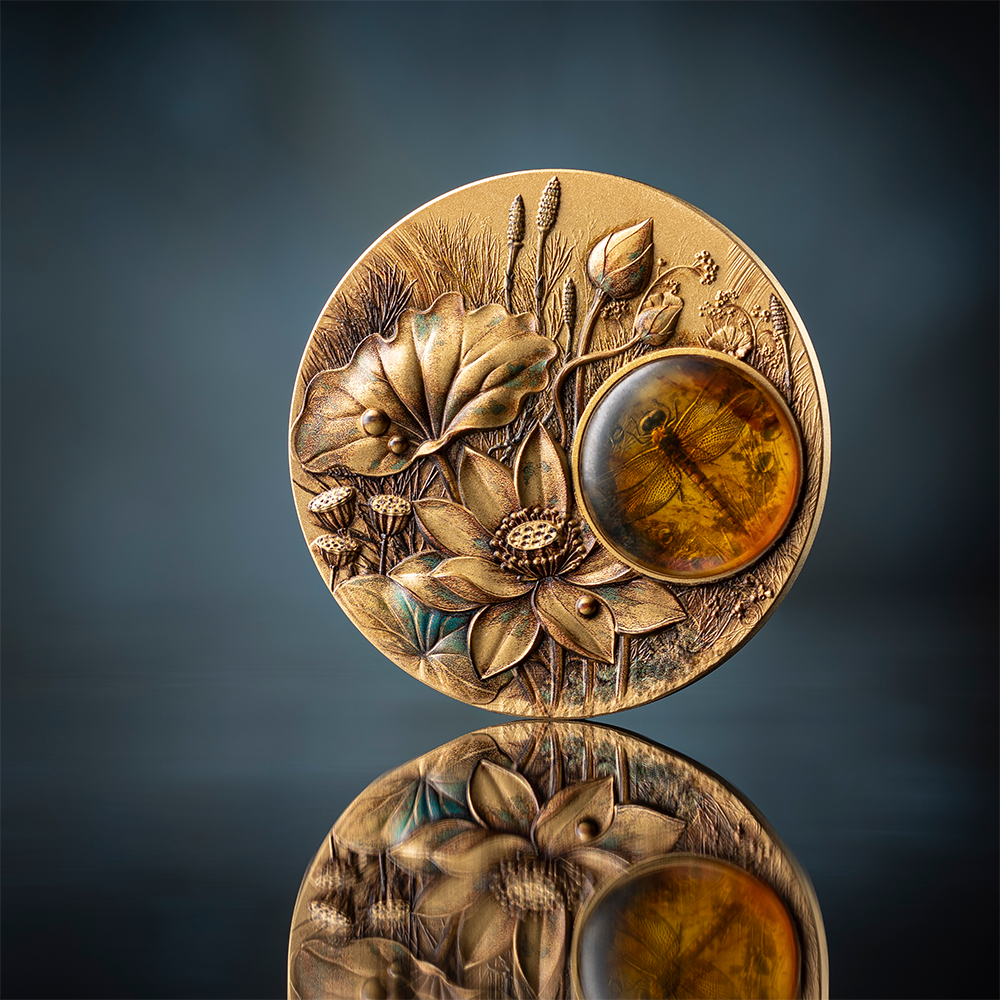 Dragonfly Amber Mirage 2 Oz Silver Coin MINT XXI