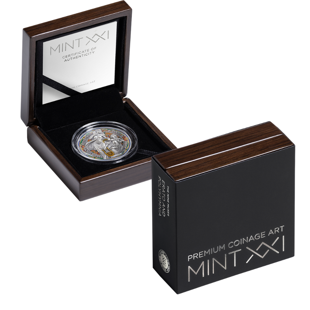 Erato & PolyhymniaThe Nine Muses 2 Oz Silver Coin 2026 MINT XXI