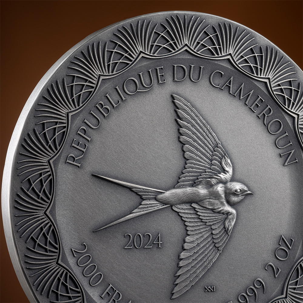 EROS AND PSYCHE Celestial Beauty 2 Oz Silver Coin 2000 Francs CFA Cameroon 2024
