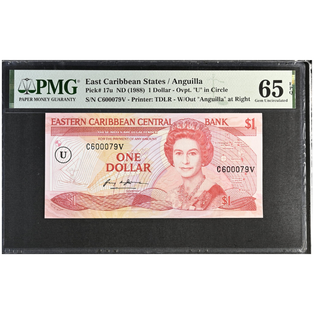 East Caribbean States 1 Dollar 1988 Pick 17u Gem UNC 65 EPQ