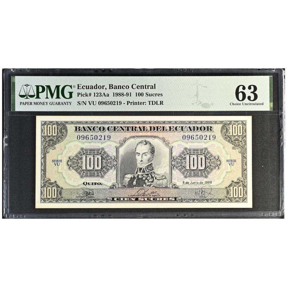 Ecuador 100 Sucres 1988-91 Pick 123a Choice UNC 63