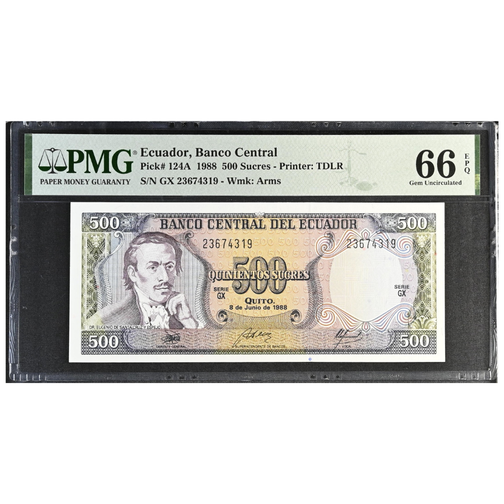 Ecuador 500 Sucres 1988 Pick 124a Gem UNC 66 EPQ