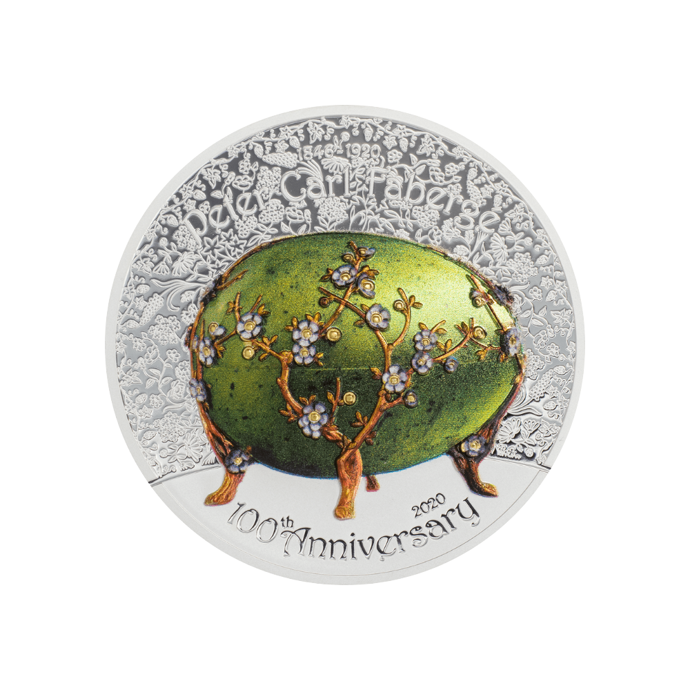 FABERGE EGG Peter Carl 100th Anniversary 2 Oz Silver Coin 1000 Togrog Mongolia 2020
