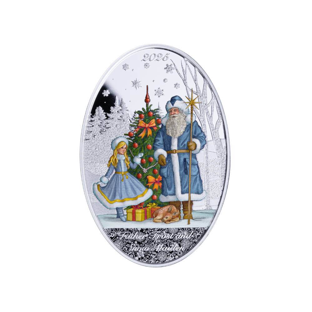 FATHER FROST AND SNOW MAIDEN 1 Oz Silver Coin $5 Solomon Islands 2025
