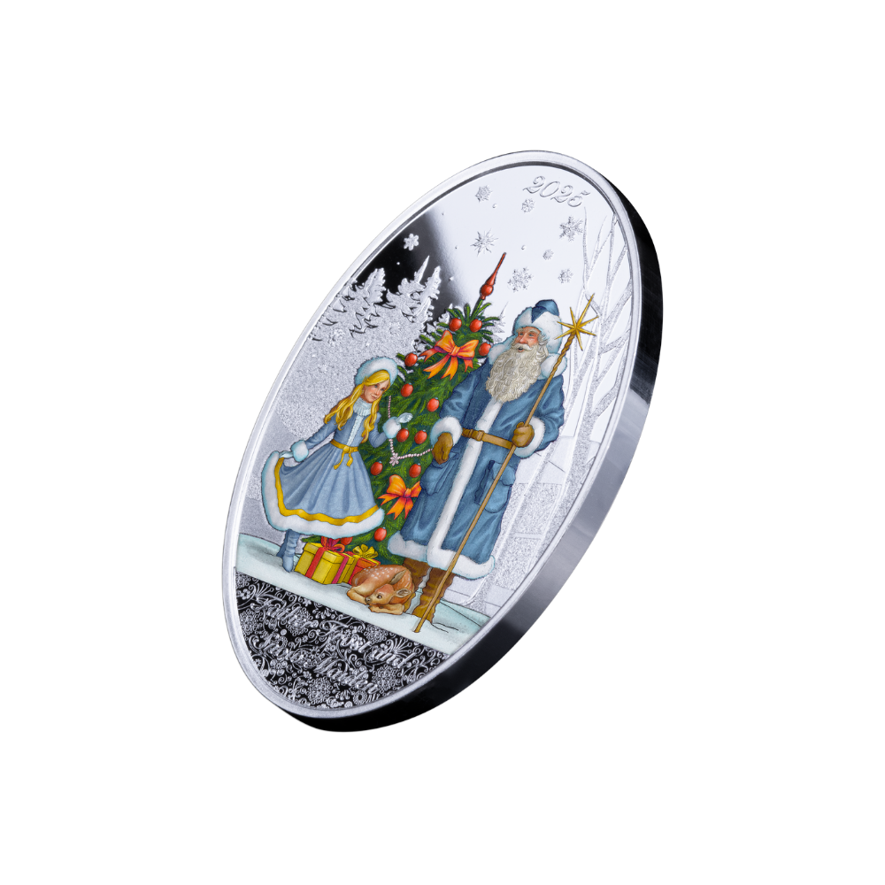 FATHER FROST AND SNOW MAIDEN 1 Oz Silver Coin $5 Solomon Islands 2025