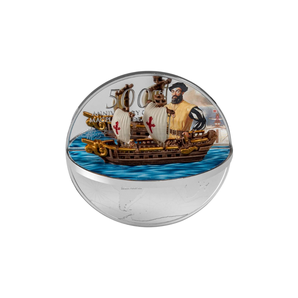 FERDINAND MAGELLAN 3D Shape 500th Anniversary 2 Oz Silver Coin $5 Niue 2021