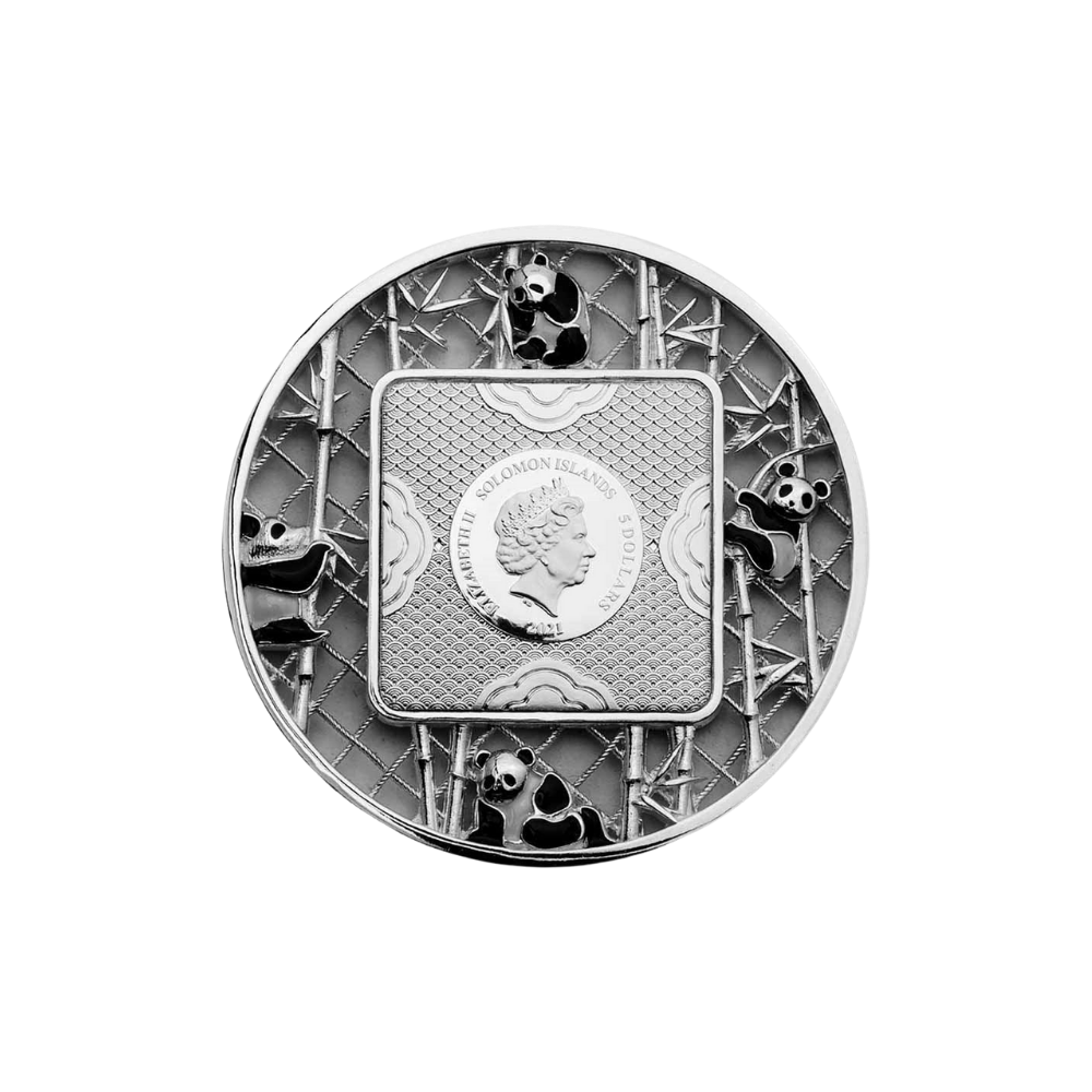 FILIGREE PANDA 2 Oz Silver Coin $5 Solomon Island 2021