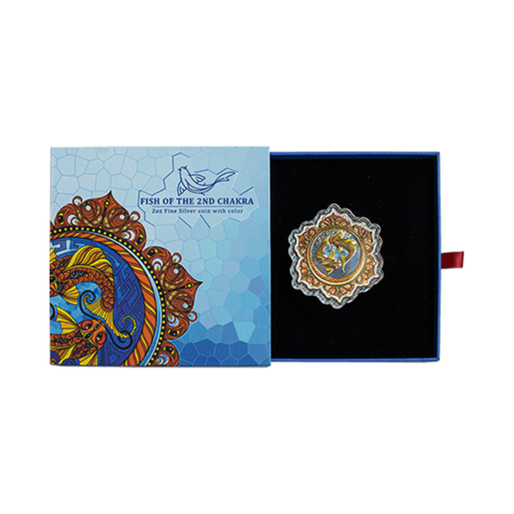 FISH OF THE 2ND CHAKRA Phil Lewis 2 Oz Silver Coin $5 Solomon Islands 2021 - COA #16