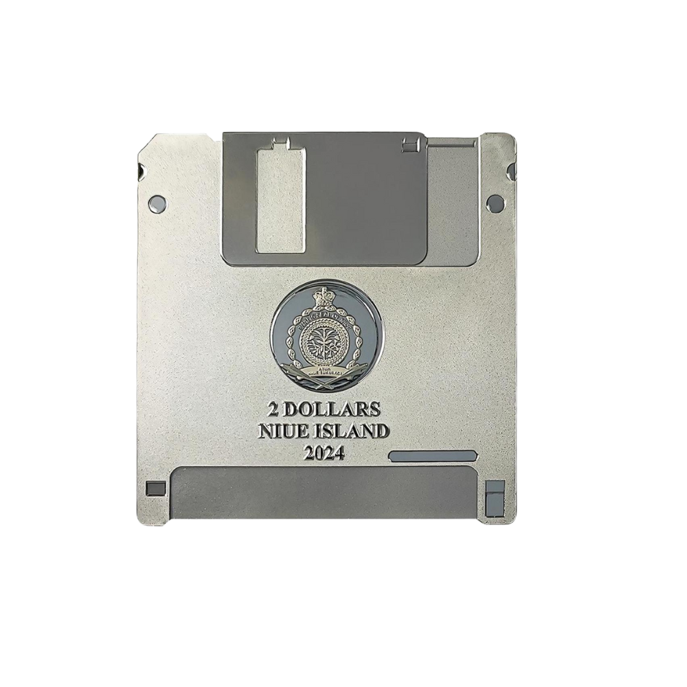 FLOPPY DISK TechStalgic 2 Oz Silver Coin $2 Niue 2024