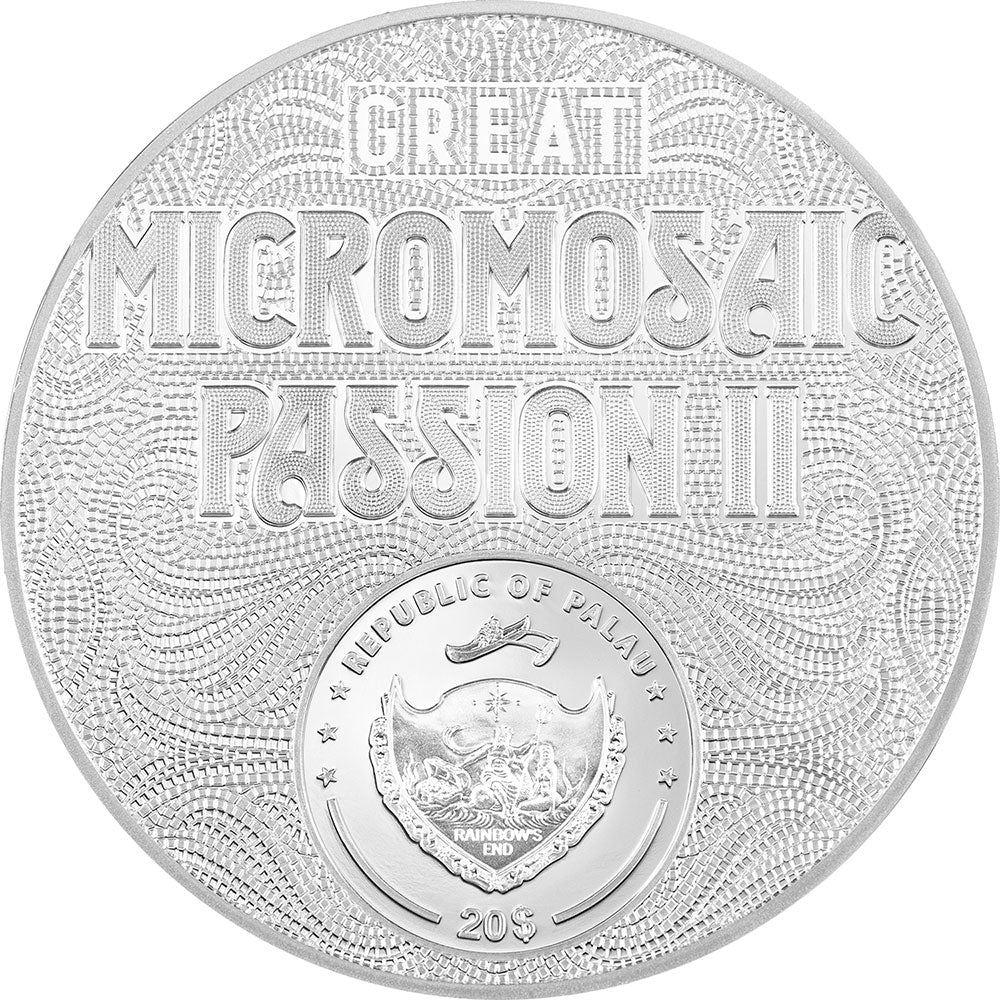 FRIDA KAHLO LA MARAVILLA Great Micromosaic Passion II 3 Oz Silver Coin $20 Palau 2023