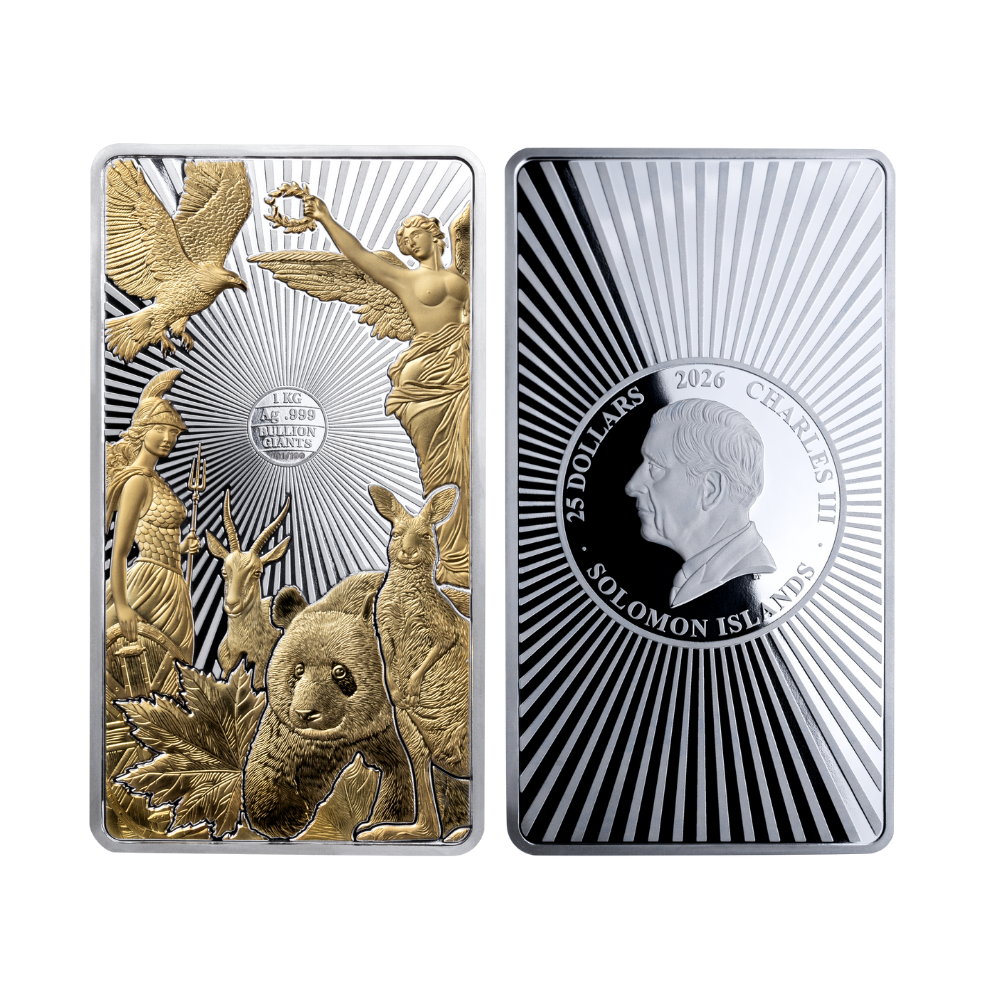 Famous Bullion Giants 1 Kg Silver Bar 2026 MDM