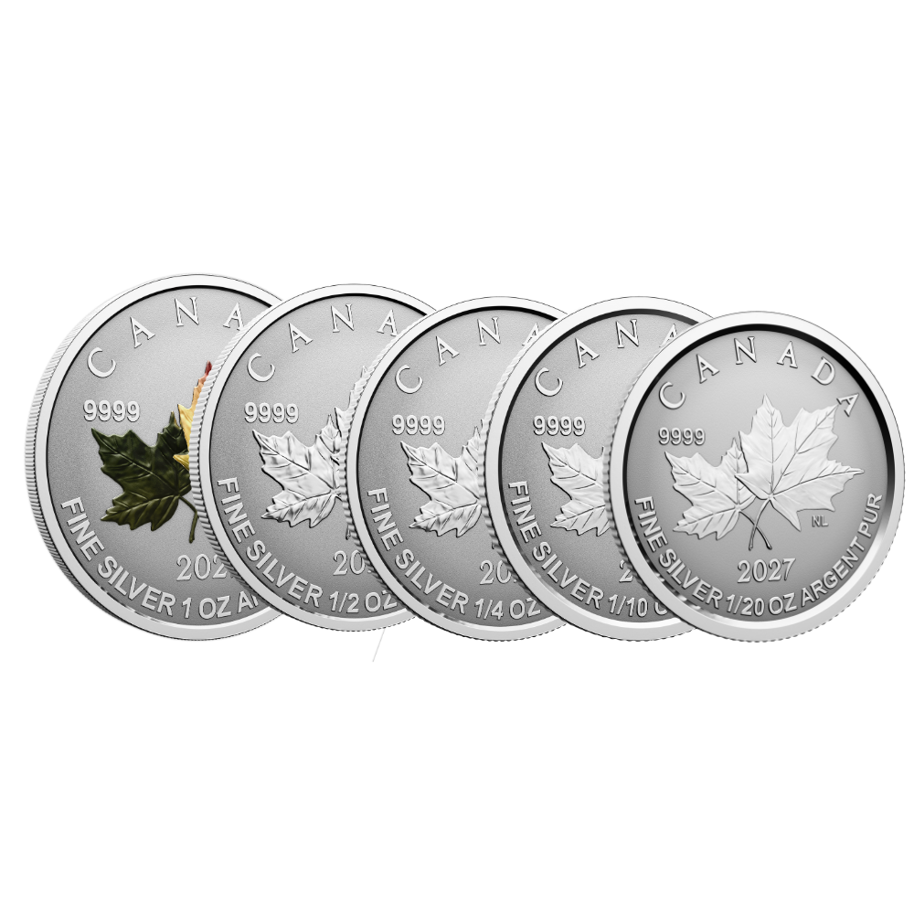Fine Silver Fractional Set Autumn Leaves Canada 2027 Royal Canadian Mint
