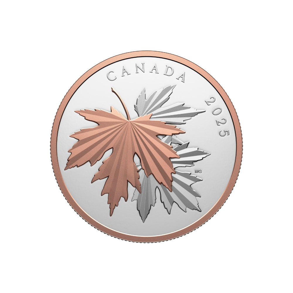 GLEAMING MAPLE LEAVES 10 Oz Fine Silver Coin $100 Canada 2025