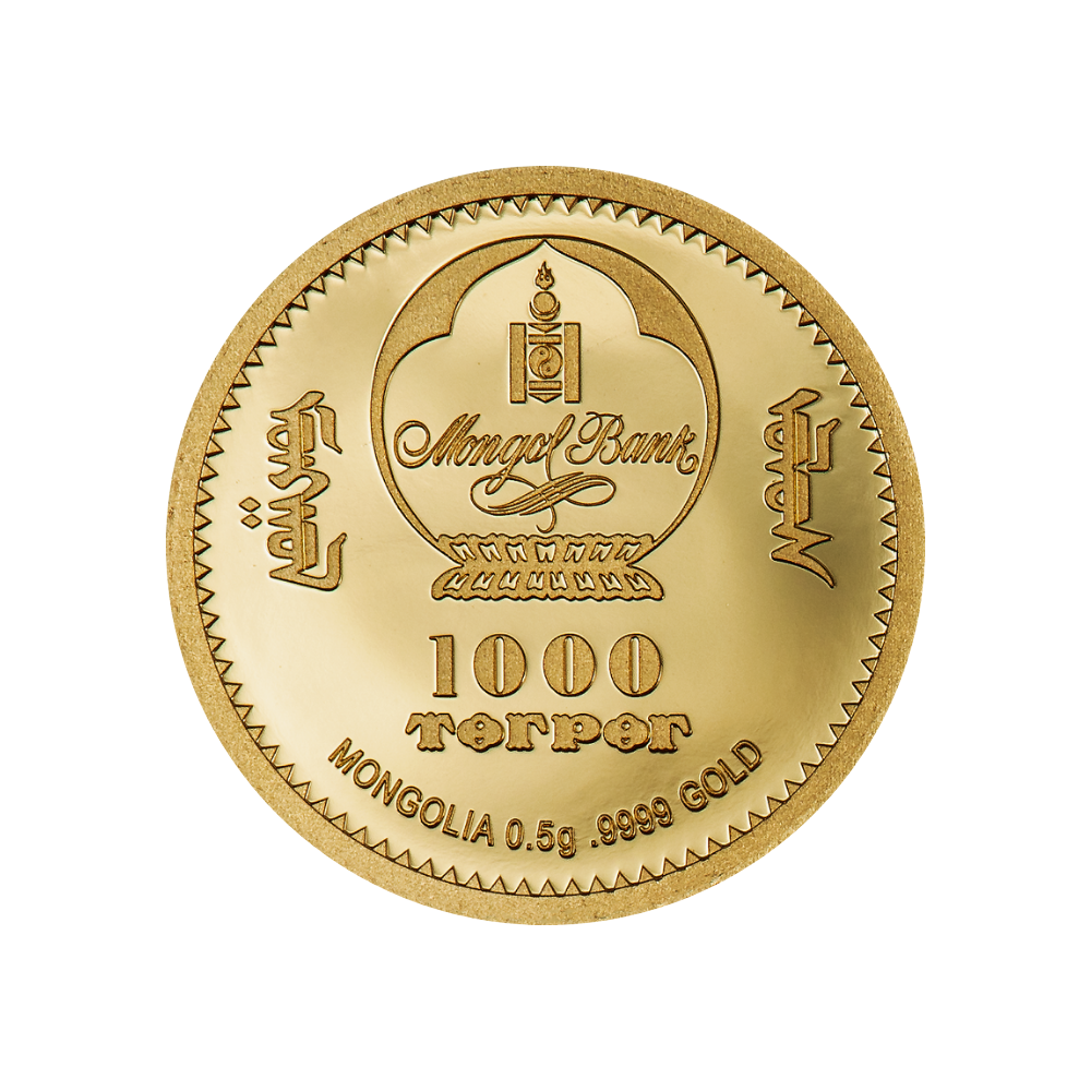 GOLDEN AVES Evolution of Life 0.5 g Gold Coin 1000 Togrog Mongolia 2024