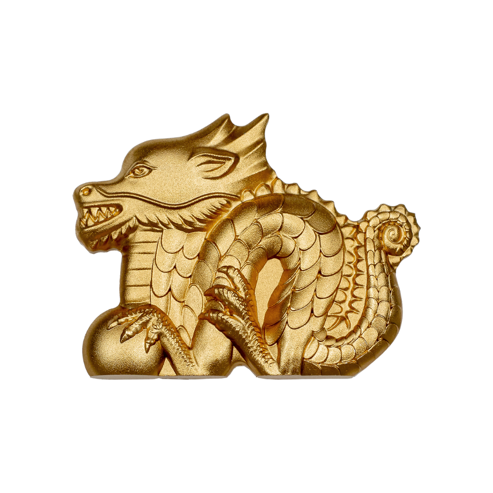 GREAT DRAGON Lunar Collection Gilded 1 Oz Silver Coin 1000 Togrog Mongolia 2024