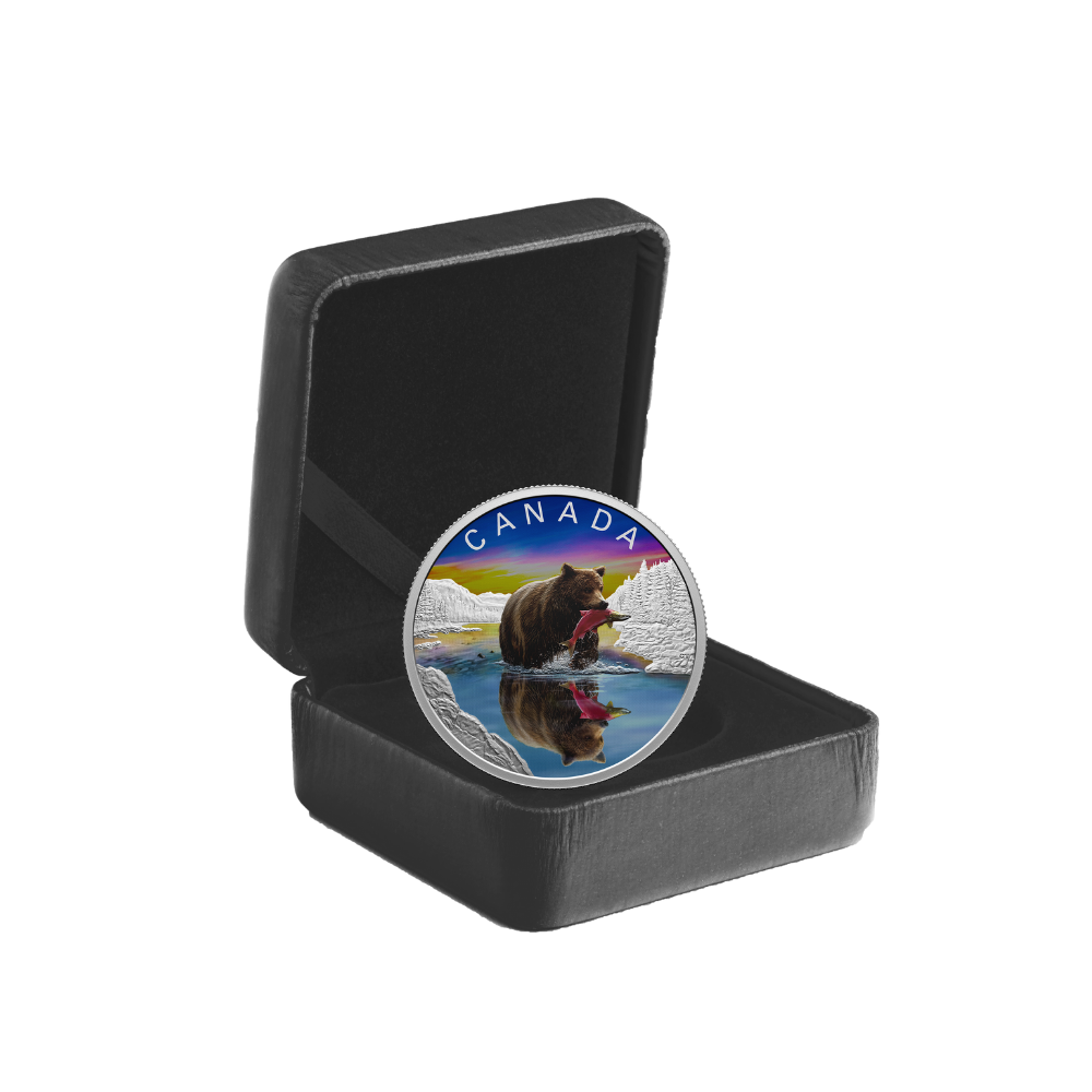 GRIZZLY BEAR Wildlife reflections 1 Oz Silver Coin $20 Canada