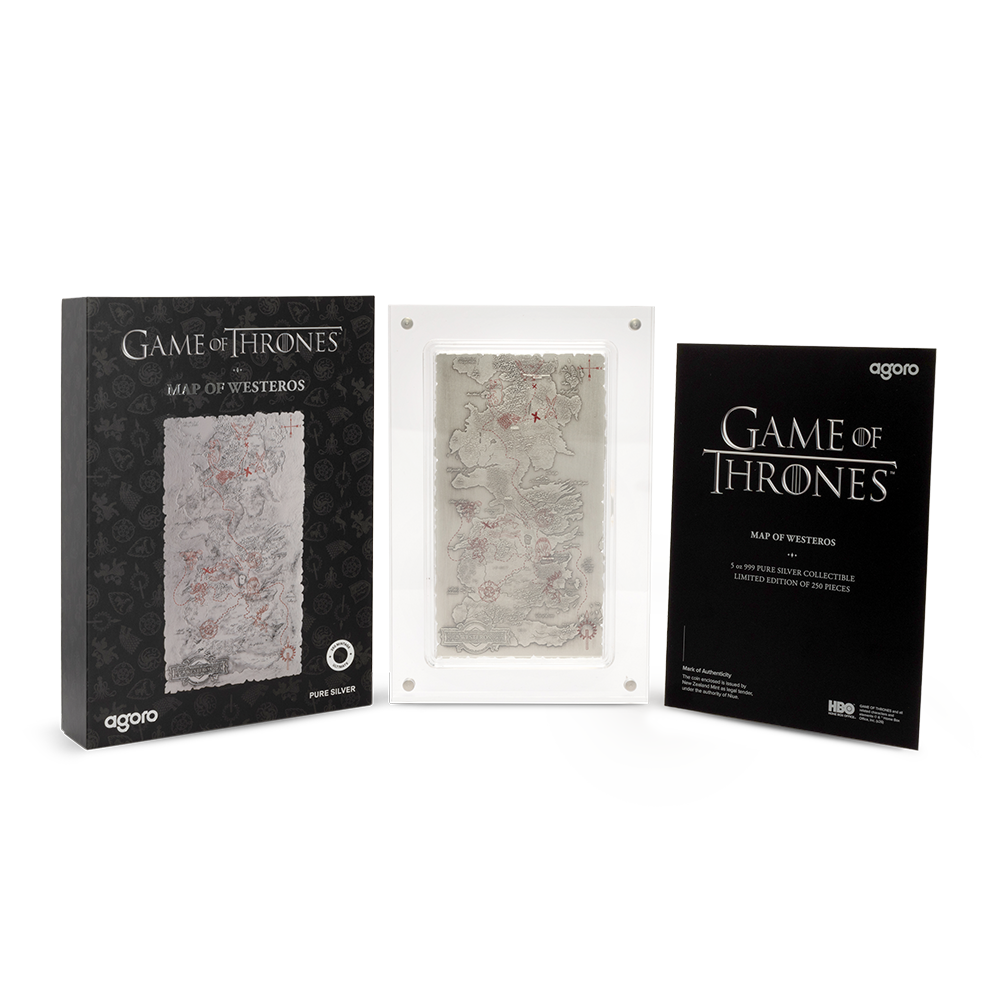 Game of Thrones™ Map of Westeros 5 Oz Pure Silver Collectible Agoro